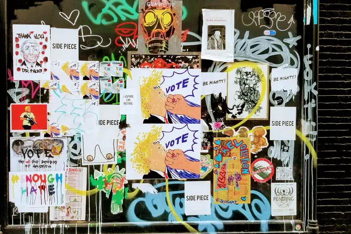A photo of voting stickers